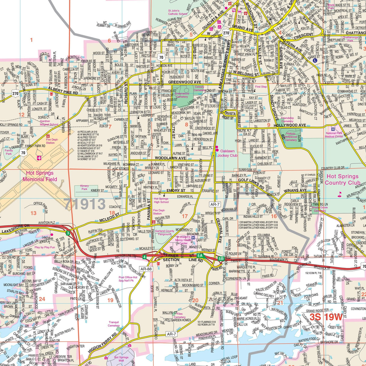 Hot Springs & Garland County, AR Wall Map - KA-C-AR-HOTSPRINGS-PAPER - Ultimate Globes
