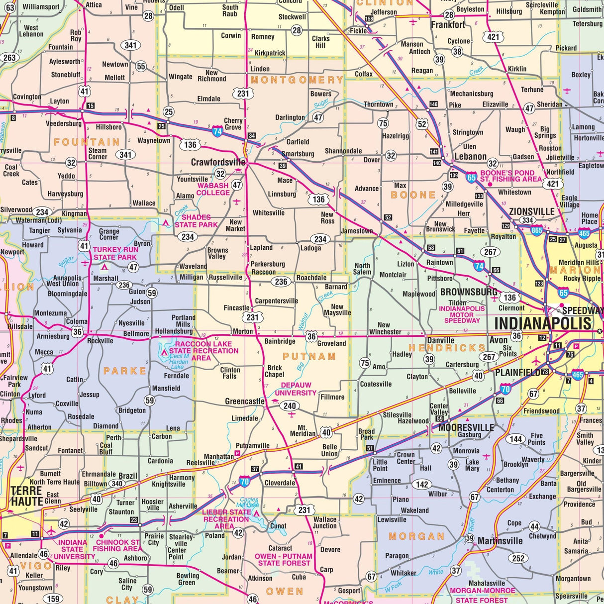 Indiana State Wall Map - KA-S-IN-WALL-PAPER - Ultimate Globes