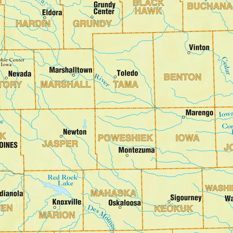 Iowa Shaded Relief State Wall Map - Ultimate Globes - POD - KA - S - IA - SHR - 38X29 - PAPER - Ultimate Globes