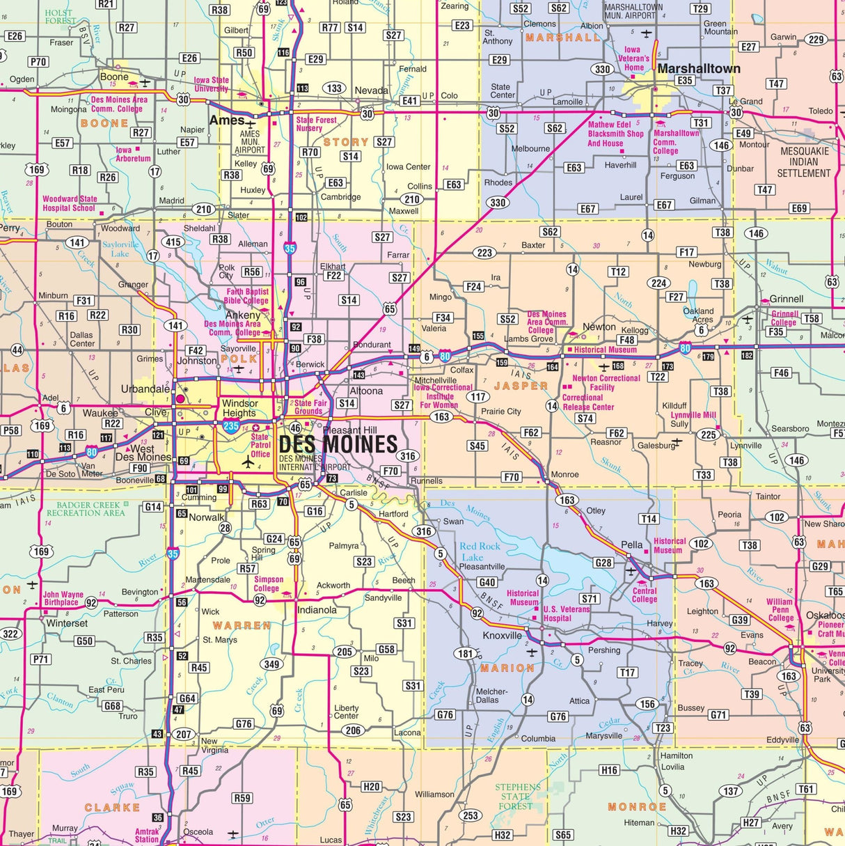 Iowa State Wall Map - KA-S-IA-WALL-PAPER - Ultimate Globes