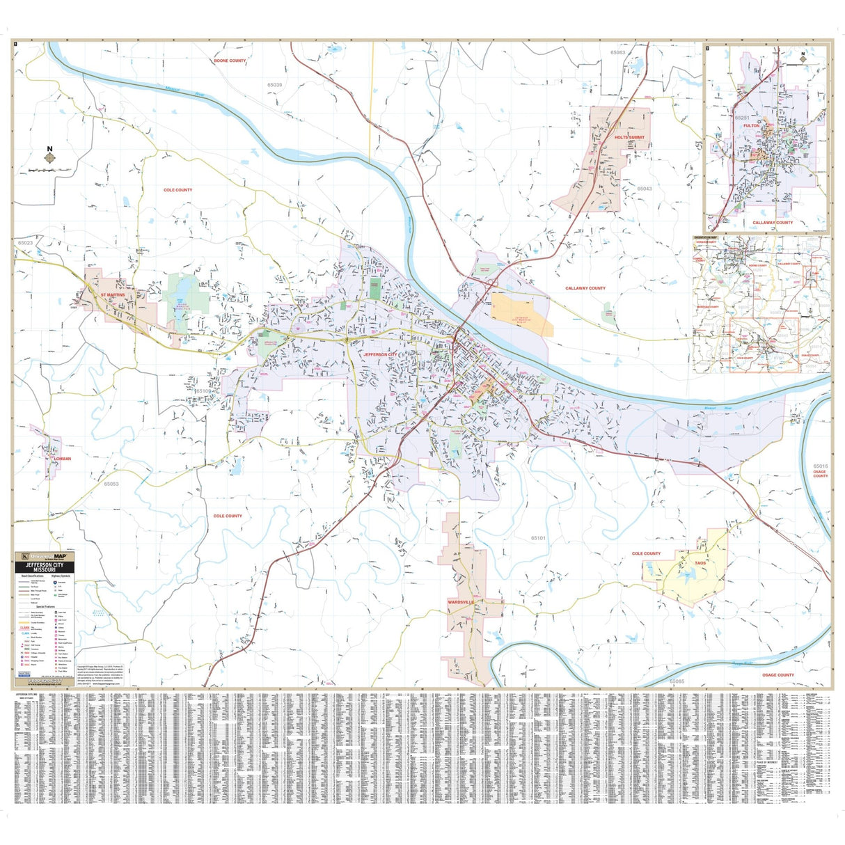 Jefferson City & Fulton County, MO Wall Map - Ultimate Globes - POD - KA - C - MO - JEFFERSONCITY - PAPER - Ultimate Globes