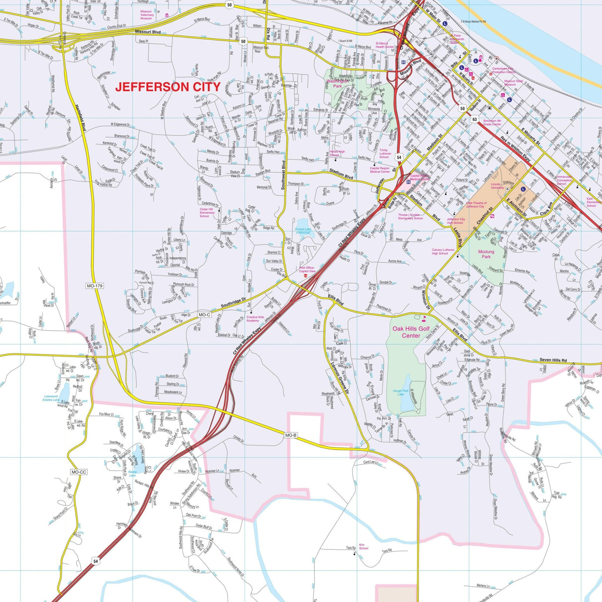 Jefferson City & Fulton County, MO Wall Map - KA-C-MO-JEFFERSONCITY-PAPER - Ultimate Globes