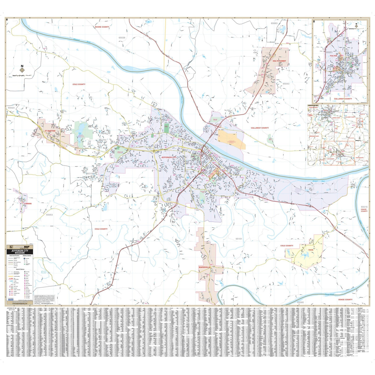Jefferson City & Fulton County, MO Wall Map - KA-C-MO-JEFFERSONCITY-PAPER - Ultimate Globes
