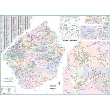 Johnston County, NC Wall Map - KA-C-NC-JOHNSTON-PAPER - Ultimate Globes