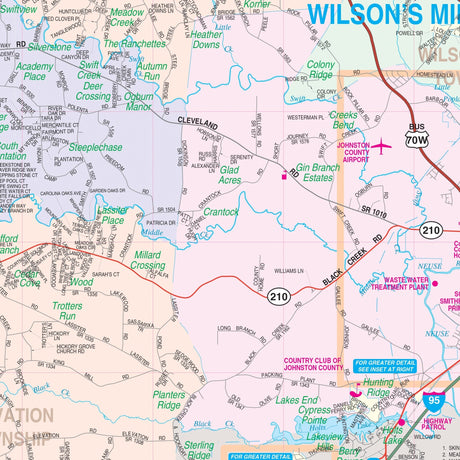 Johnston County, NC Wall Map - Ultimate Globes - POD - KA - C - NC - JOHNSTON - PAPER - Ultimate Globes