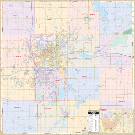 Kalamazoo County, MI Wall Map - KA-C-MI-KALAMAZOO-PAPER - Ultimate Globes