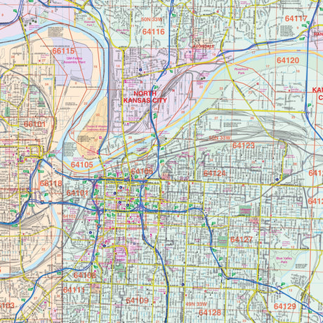 Kansas City, MO - KS Wall Map - Ultimate Globes - POD - KA - C - MO - KANSASCITY - LAMINATED - Ultimate Globes