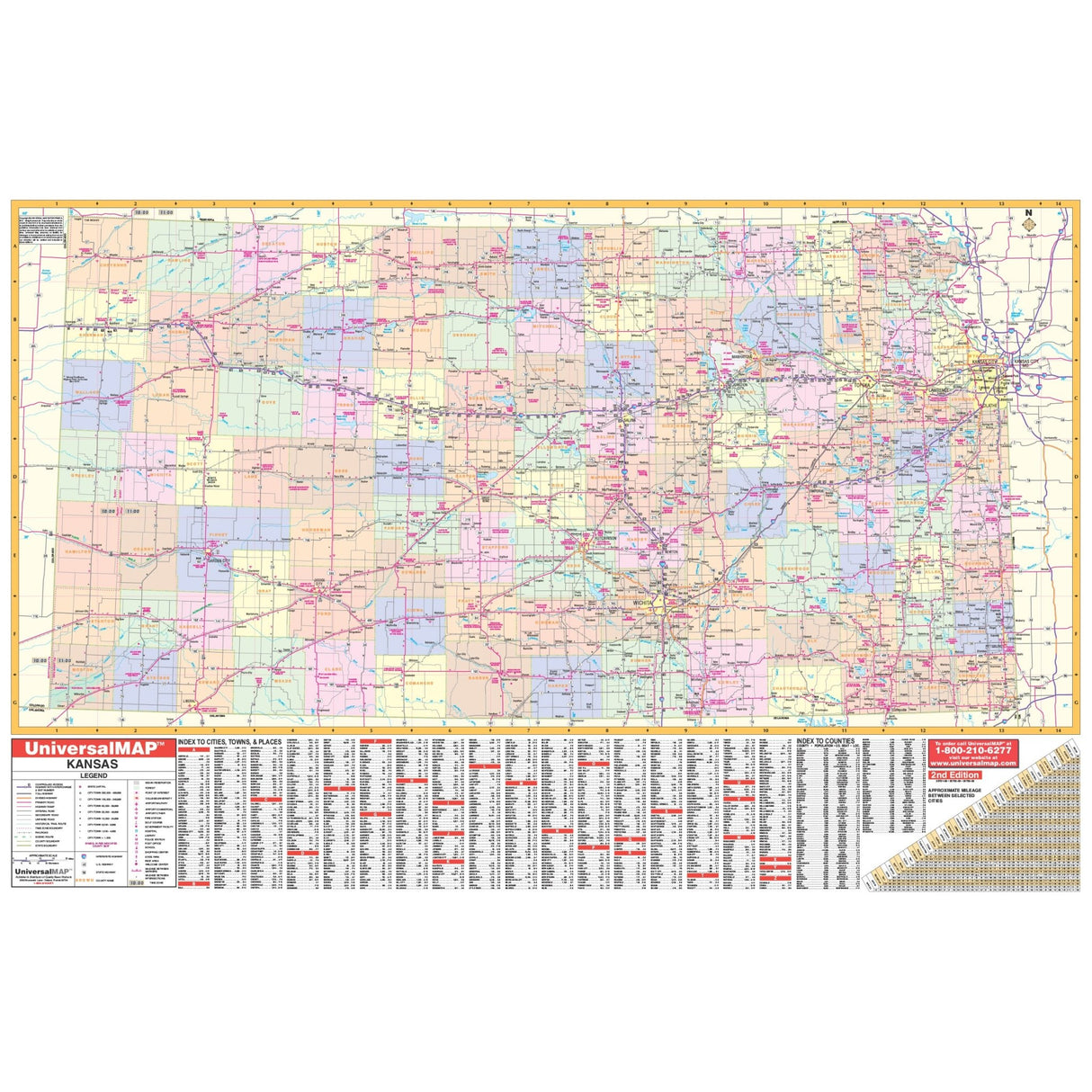 Kansas State Wall Map - KA-S-KS-WALL-PAPER - Ultimate Globes