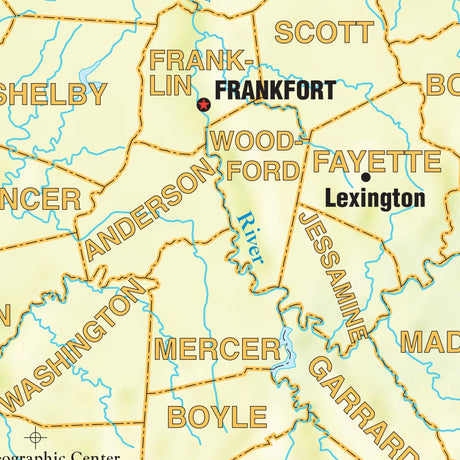 Kentucky Shaded Relief State Wall Map - Ultimate Globes - POD - KA - S - KY - SHR - 38X28 - PAPER - Ultimate Globes