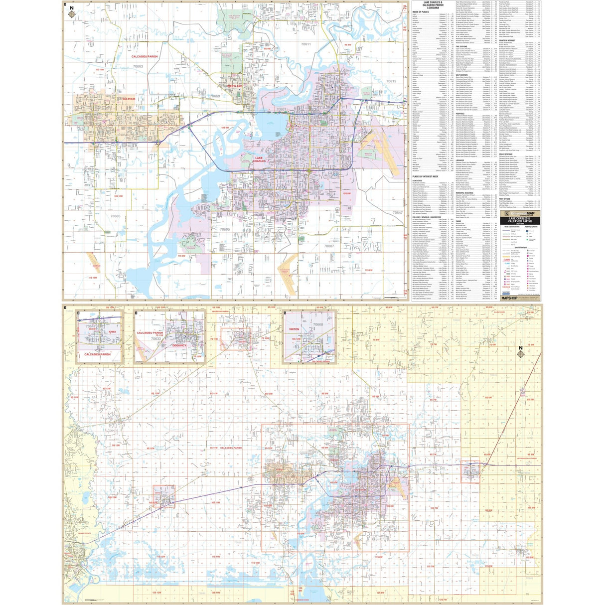 Lake Charles & Calcasieu Parish, LA Wall Map - KA-C-LA-LAKECHARLES-PAPER - Ultimate Globes