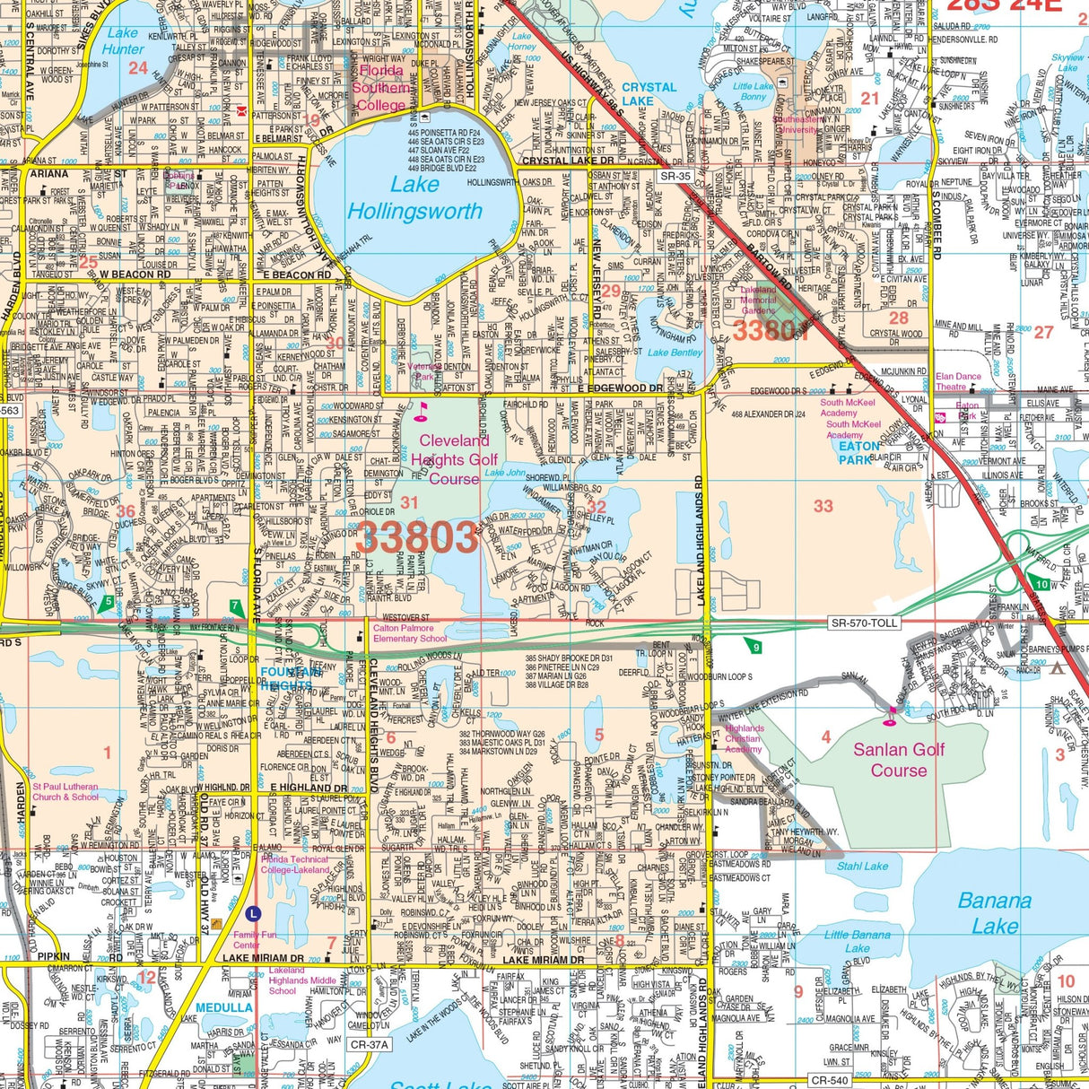 Lakeland, Winterhaven & Polk County, FL Wall Map - KA-C-FL-LAKELAND-PAPER - Ultimate Globes