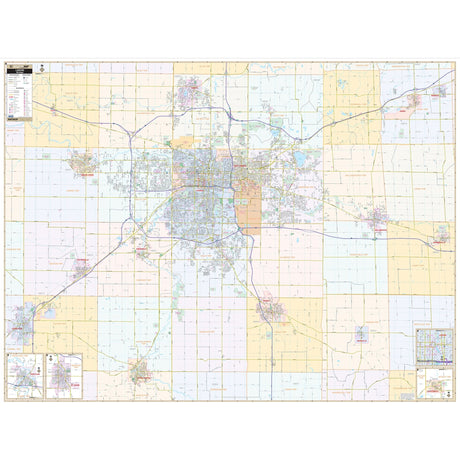 Lansing, MI Wall Map - KA-C-MI-LANSING-PAPER - Ultimate Globes