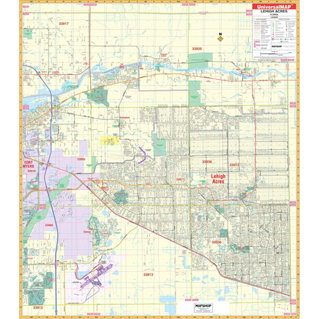 Lehigh Acres, FL Wall Map - Ultimate Globes - POD - KA - C - FL - LEHIGHACRES - PAPER - Ultimate Globes