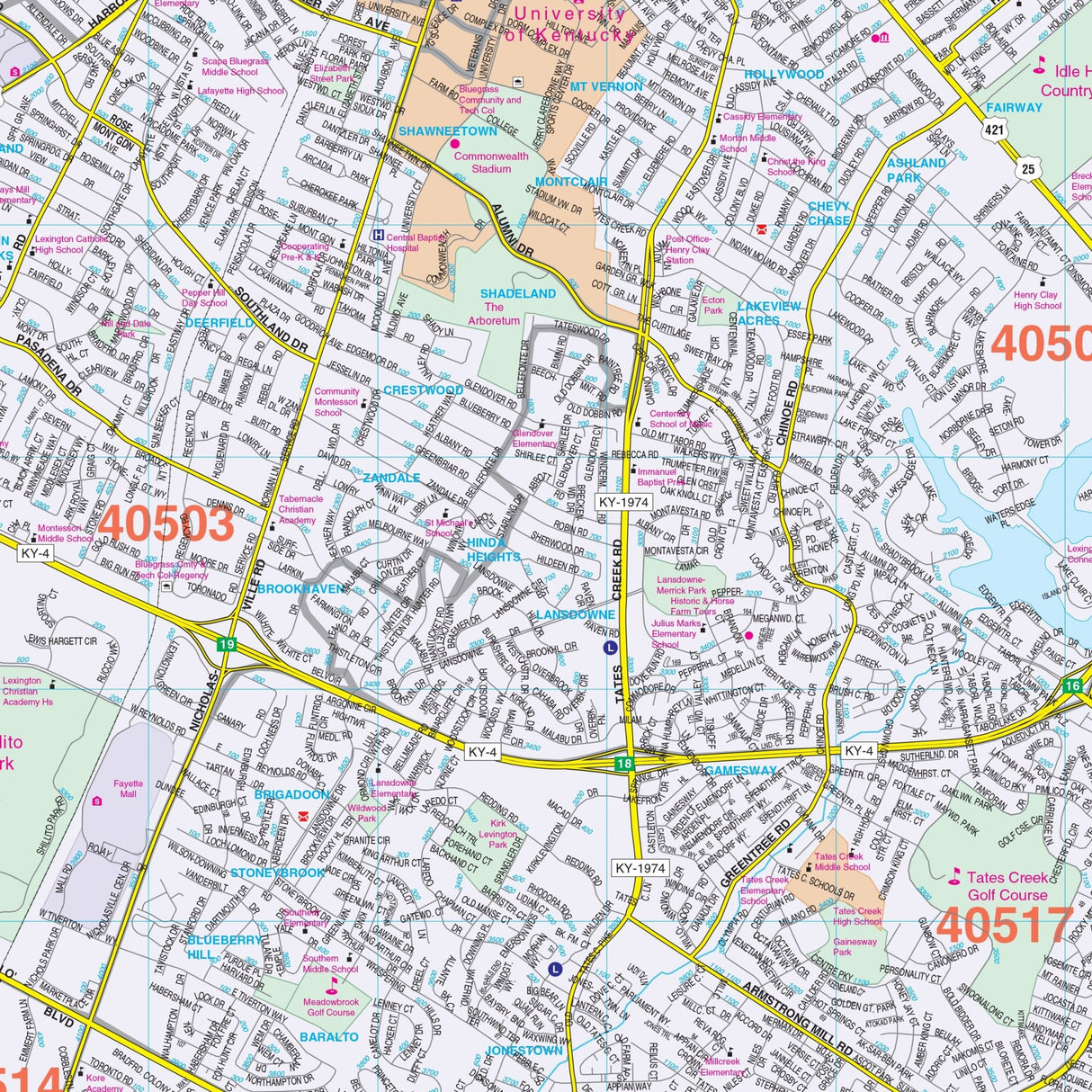 Lexington & Fayette County, KY Wall Map - KA-C-KY-LEXINGTON-PAPER - Ultimate Globes