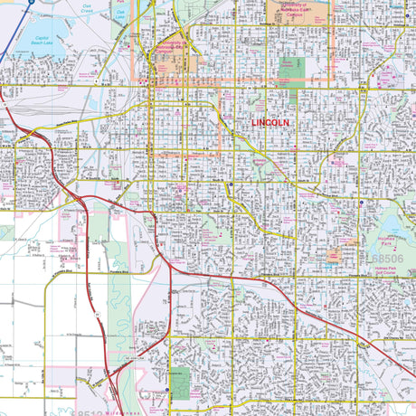 Lincoln, NE Wall Map - Ultimate Globes - POD - KA - C - NE - LINCOLN - PAPER - Ultimate Globes