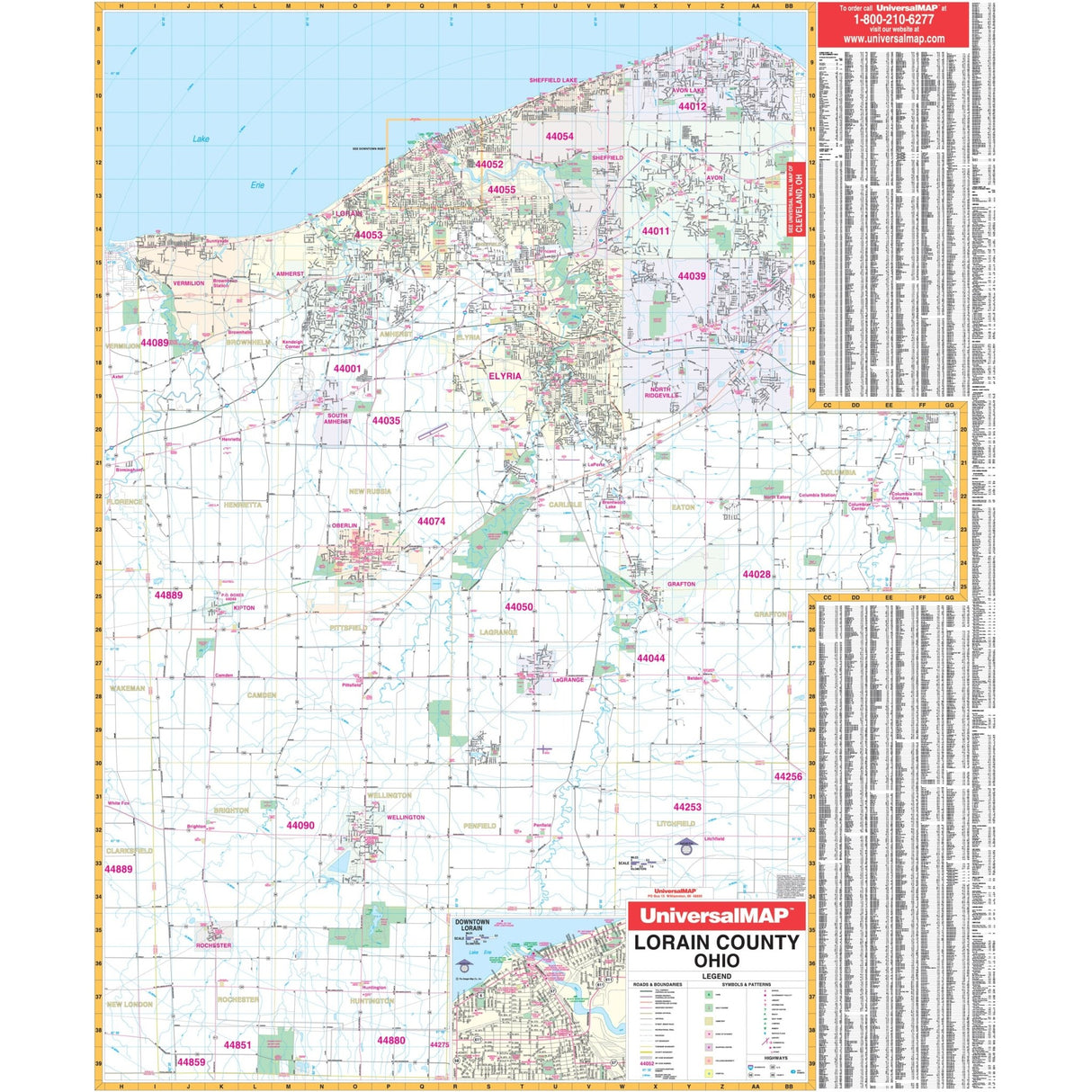 Lorain County, OH Wall Map - KA-C-OH-LORAIN-PAPER - Ultimate Globes