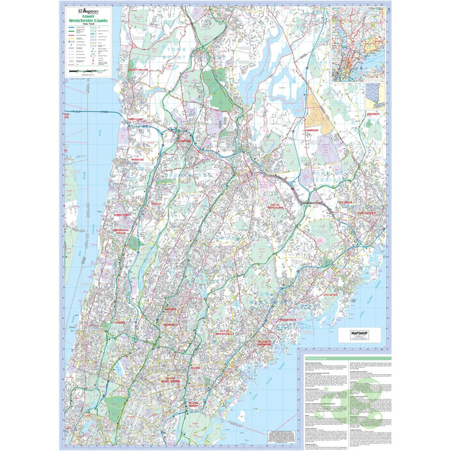 Lower Westchester County, NY Wall Map - KA-C-NY-WESTCHESTERLOWER-PAPER - Ultimate Globes