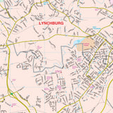 Lynchburg, VA Wall Map - KA-C-VA-LYNCHBURG-PAPER - Ultimate Globes