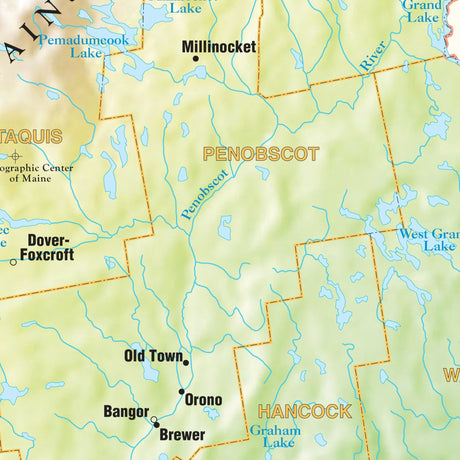 Maine Shaded Relief State Wall Map - Ultimate Globes - POD - KA - S - ME - SHR - 29X38 - PAPER - Ultimate Globes