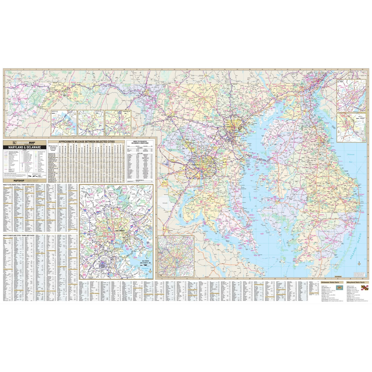 Delaware State Wall Maps | Office & Classroom | Ultimate Globes