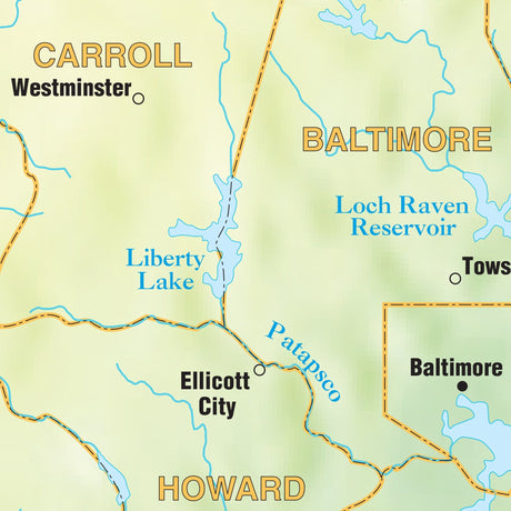 Maryland Shaded Relief State Wall Map - Ultimate Globes - POD - KA - S - MD - SHR - 38X28 - PAPER - Ultimate Globes