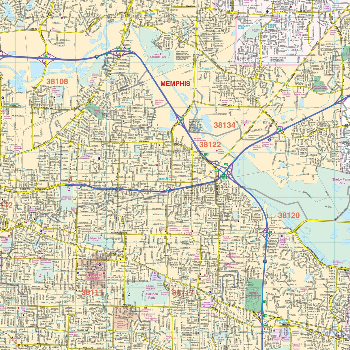 Memphis & Shelby County, TN Wall Map - Ultimate Globes - POD - KA - C - TN - MEMPHIS - PAPER - Ultimate Globes