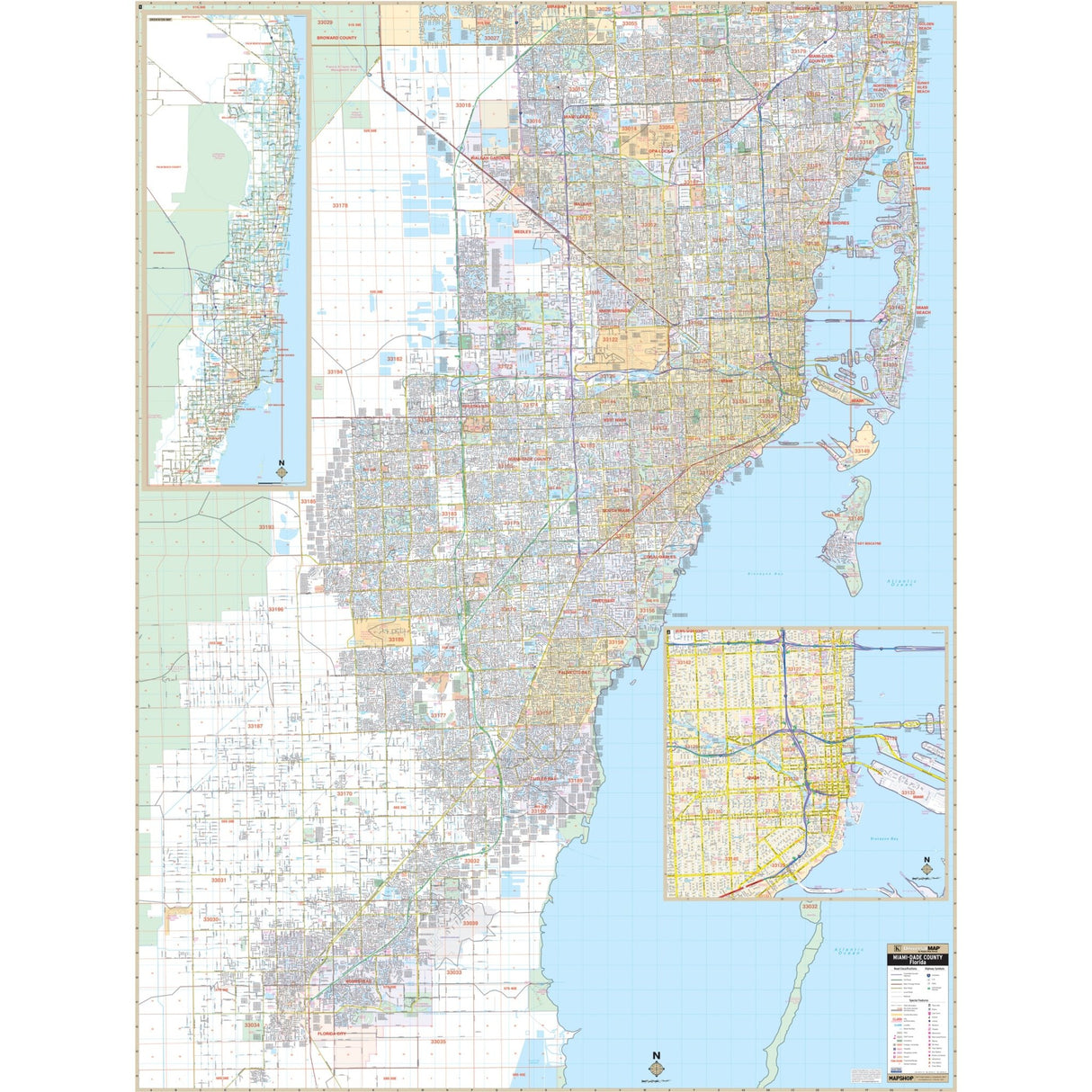 Miami-Dade County, FL Wall Map - KA-C-FL-MIAMIDADE-PAPER - Ultimate Globes