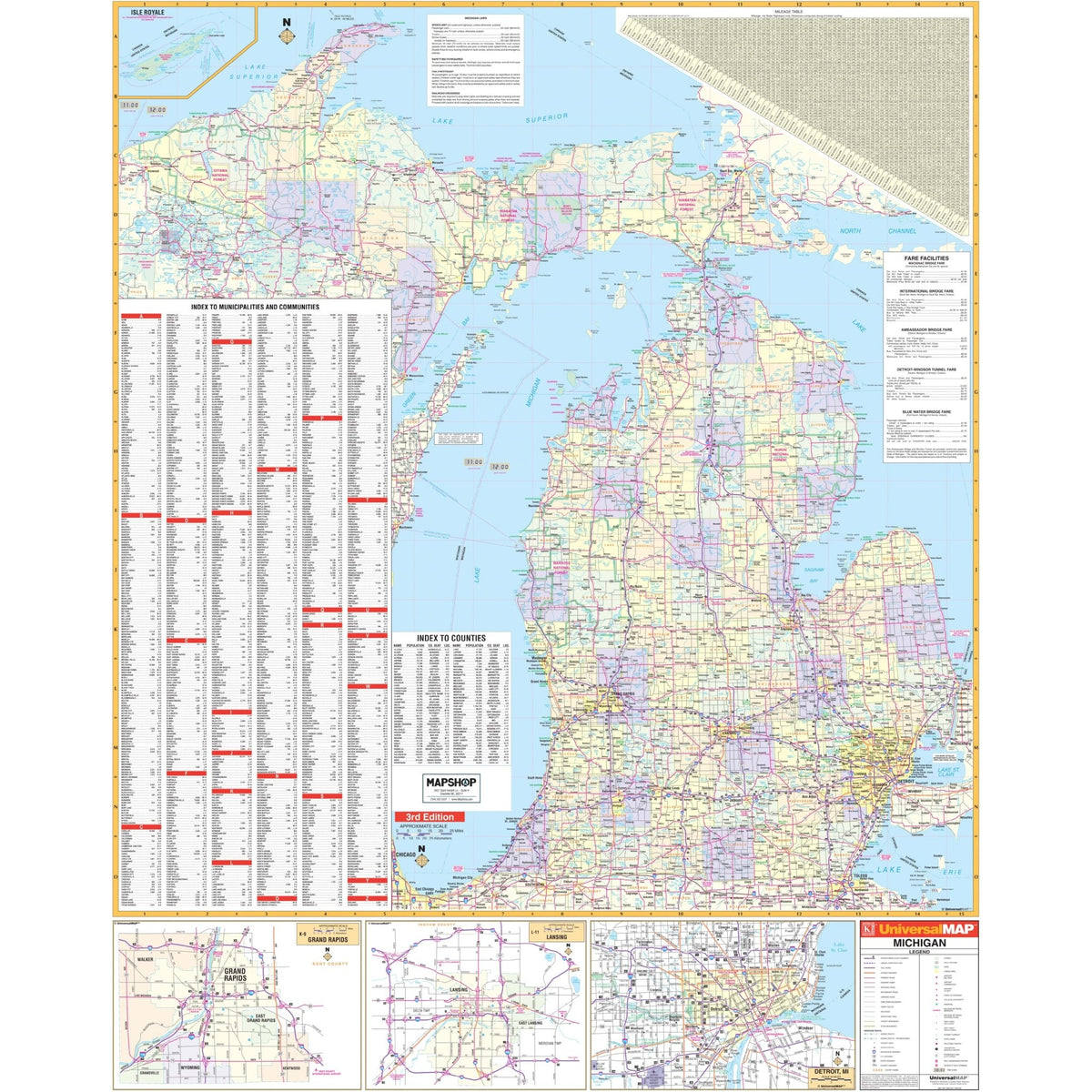 Michigan State Wall Maps | Office & Classroom | Ultimate Globes
