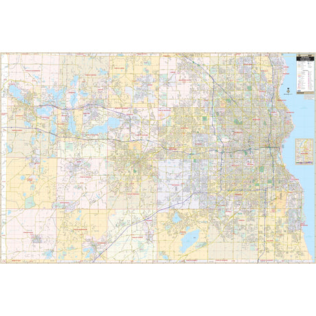 Milwaukee & Waukesha Counties, WI Wall Map - KA-C-WI-MILWAUKEE-PAPER - Ultimate Globes