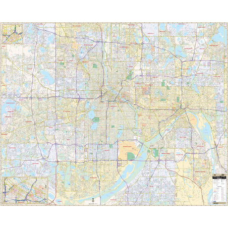 Minneapolis & St Paul, MN Wall Map - KA-C-MN-TWINCITIES-PAPER - Ultimate Globes