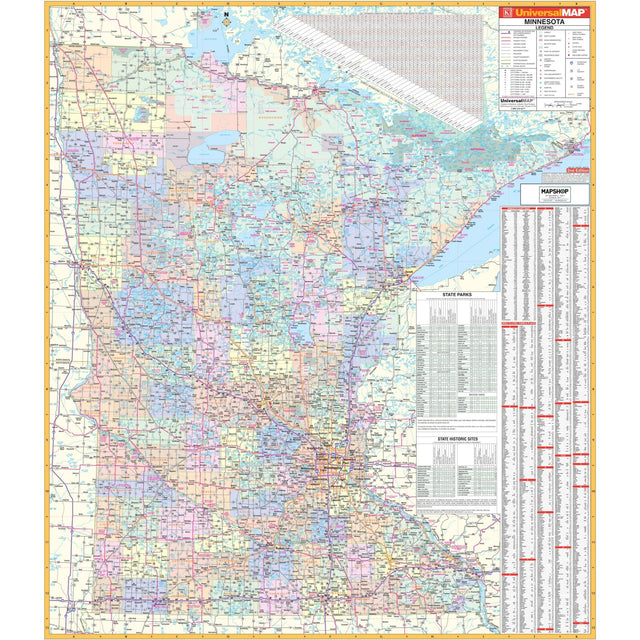 Minnesota State Wall Map - KA-S-MN-WALL-PAPER - Ultimate Globes