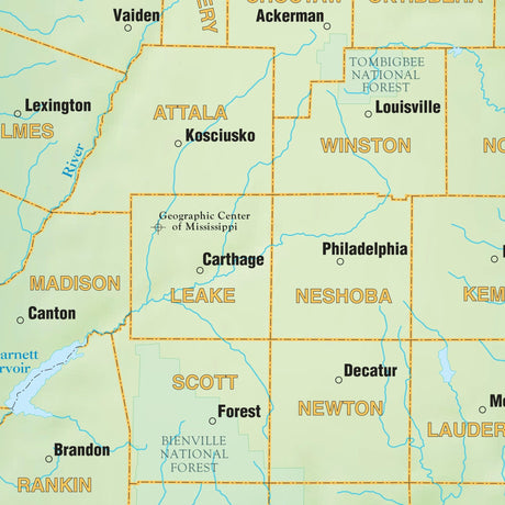 Mississippi Shaded Relief State Wall Map - Ultimate Globes - POD - KA - S - MS - SHR - 28X38 - PAPER - Ultimate Globes