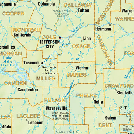 Missouri Shaded Relief State Wall Map - Ultimate Globes - POD - KA - S - MO - SHR - 38X28 - PAPER - Ultimate Globes