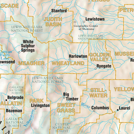 Montana Shaded Relief State Wall Map - Ultimate Globes - POD - KA - S - MT - SHR - 38X28 - PAPER - Ultimate Globes