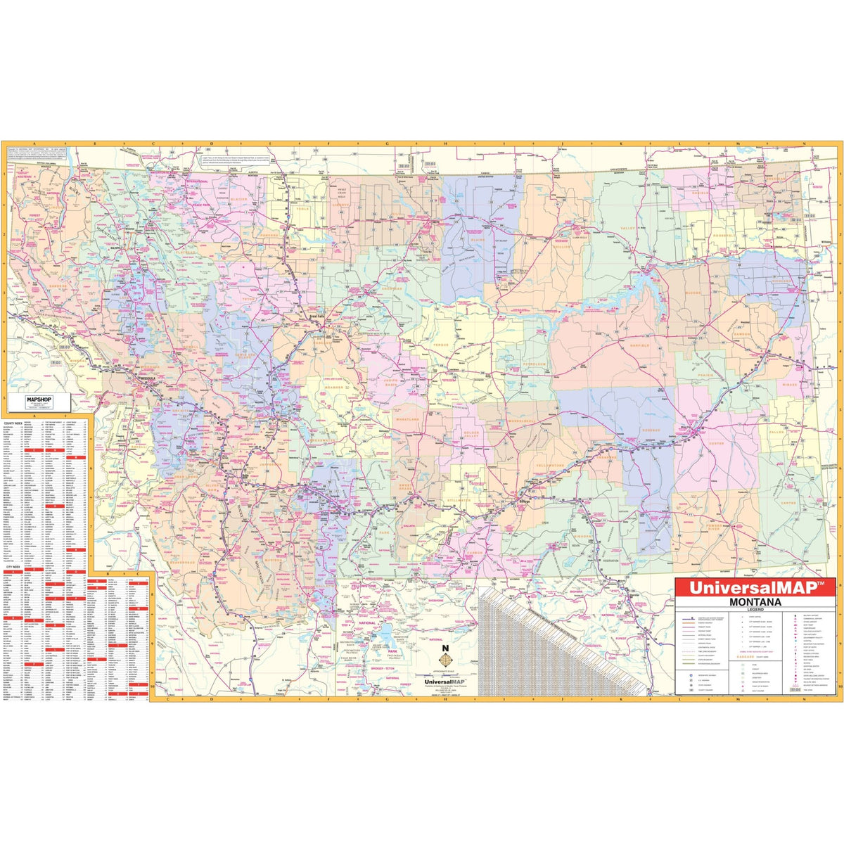 Montana State Wall Maps | Office & Classroom | Ultimate Globes
