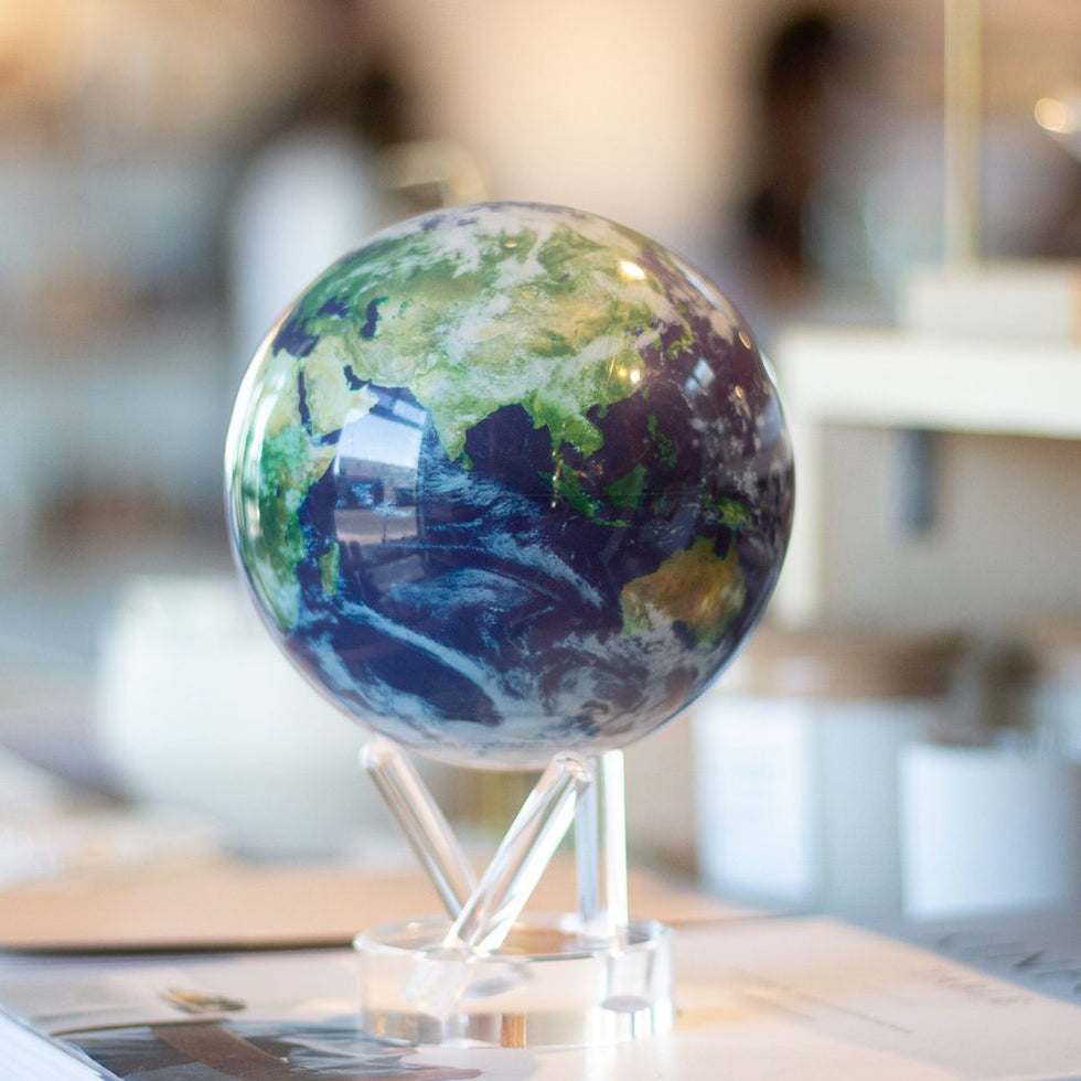 MOVA Earth View with Cloud Cover Globe - 4.5" - Tall Crystal Base
