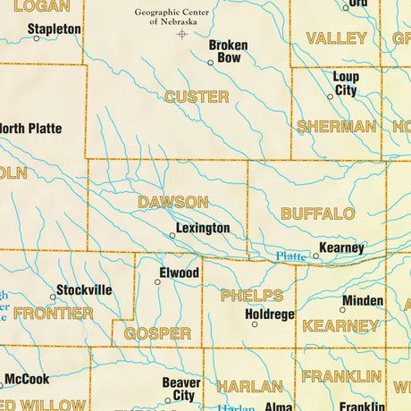 Nebraska Shaded Relief State Wall Map - Ultimate Globes - POD - KA - S - NE - SHR - 38X28 - PAPER - Ultimate Globes