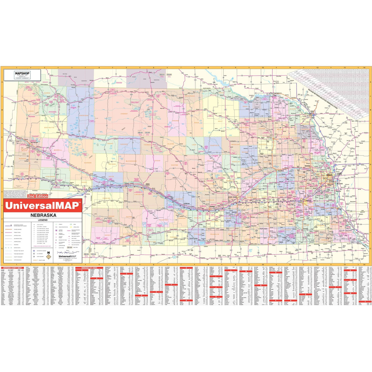 Nebraska State Wall Map - KA-S-NE-WALL-PAPER - Ultimate Globes