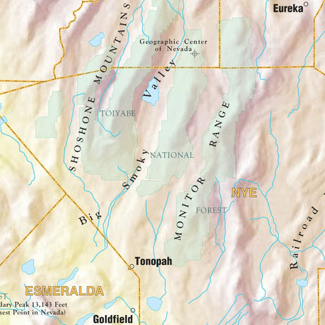 Nevada Shaded Relief State Wall Map - Ultimate Globes - POD - KA - S - NV - SHR - 28X38 - PAPER - Ultimate Globes