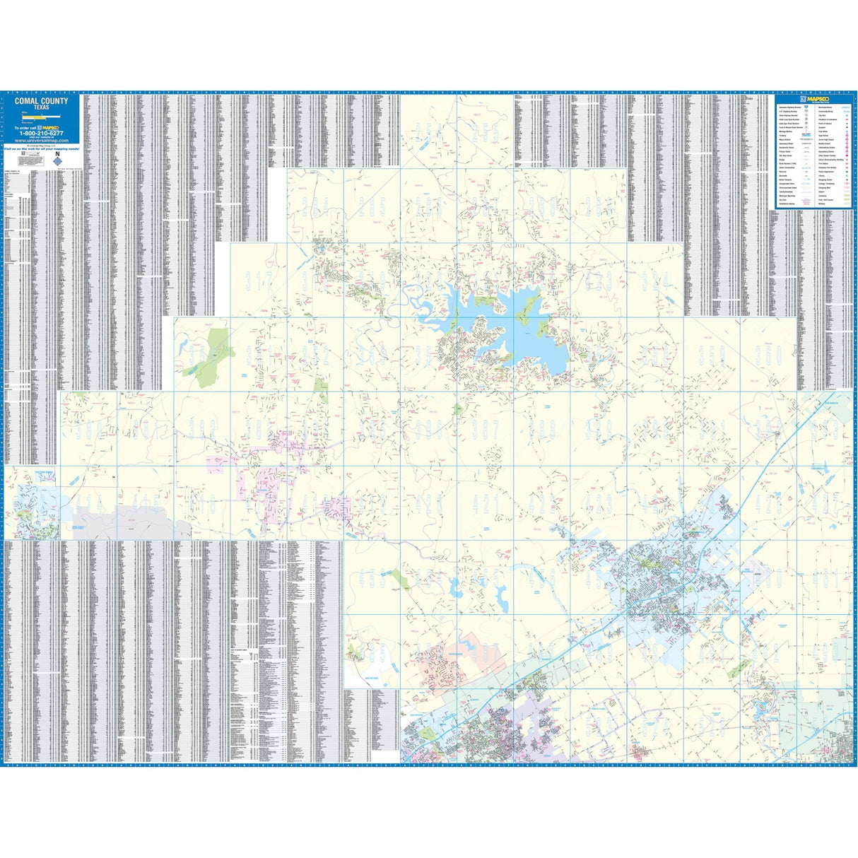New Braunfels & Comal County, TX Wall Map - KA-C-TX-NEWBRAUNFELS-PAPER - Ultimate Globes