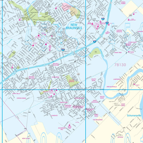 New Braunfels & Comal County, TX Wall Map - Ultimate Globes - POD - KA - C - TX - NEWBRAUNFELS - PAPER - Ultimate Globes