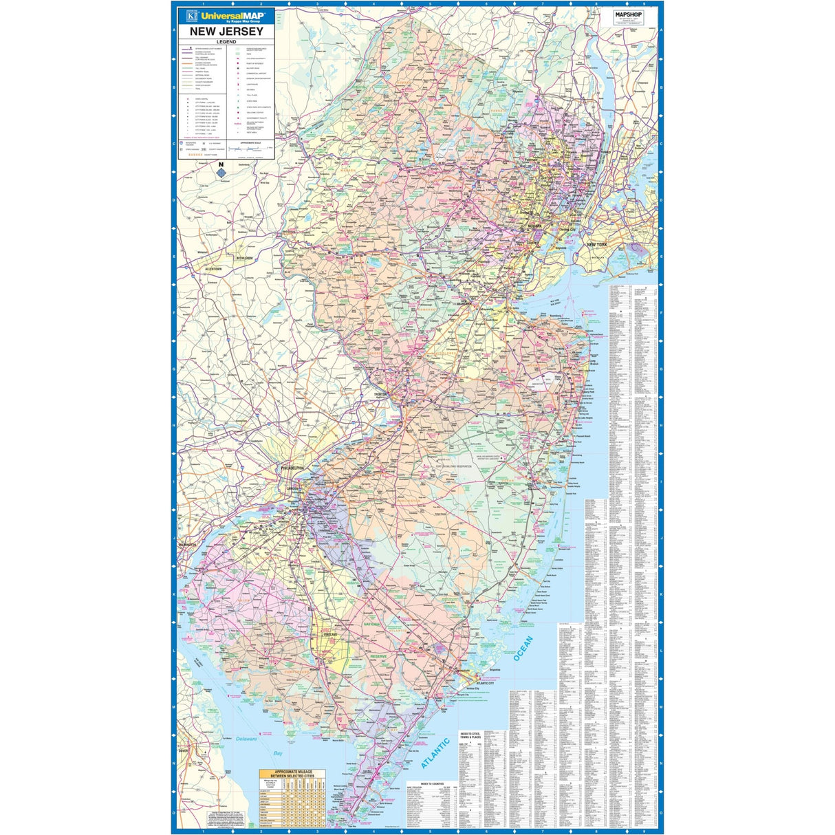 New Jersey State Wall Map - Ultimate Globes - POD - KA - S - NJ - WALL - PAPER - Ultimate Globes