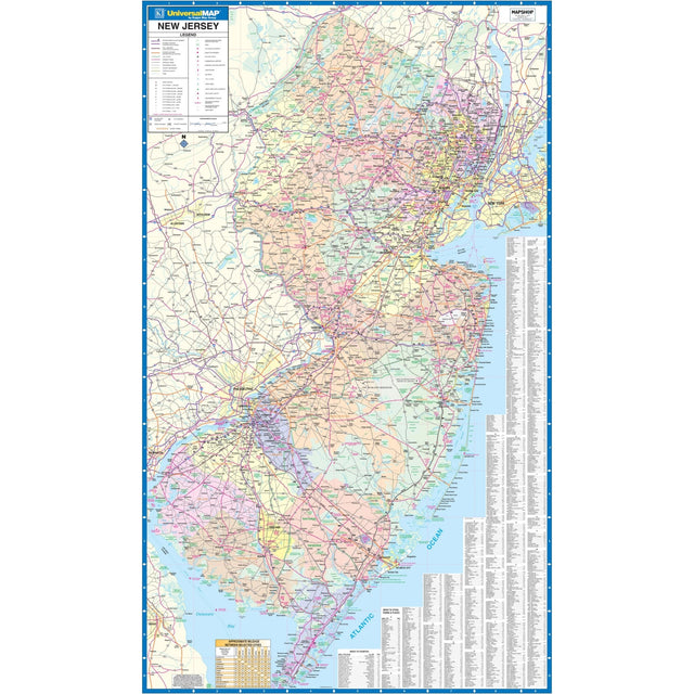 New Jersey State Wall Map - Ultimate Globes - POD - KA - S - NJ - WALL - PAPER - Ultimate Globes