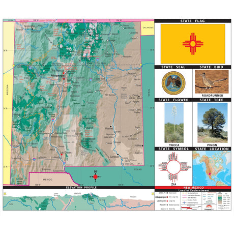 New Mexico Primary Thematic State Wall Map - KA-S-NM-PRMRY-PAPER - Ultimate Globes