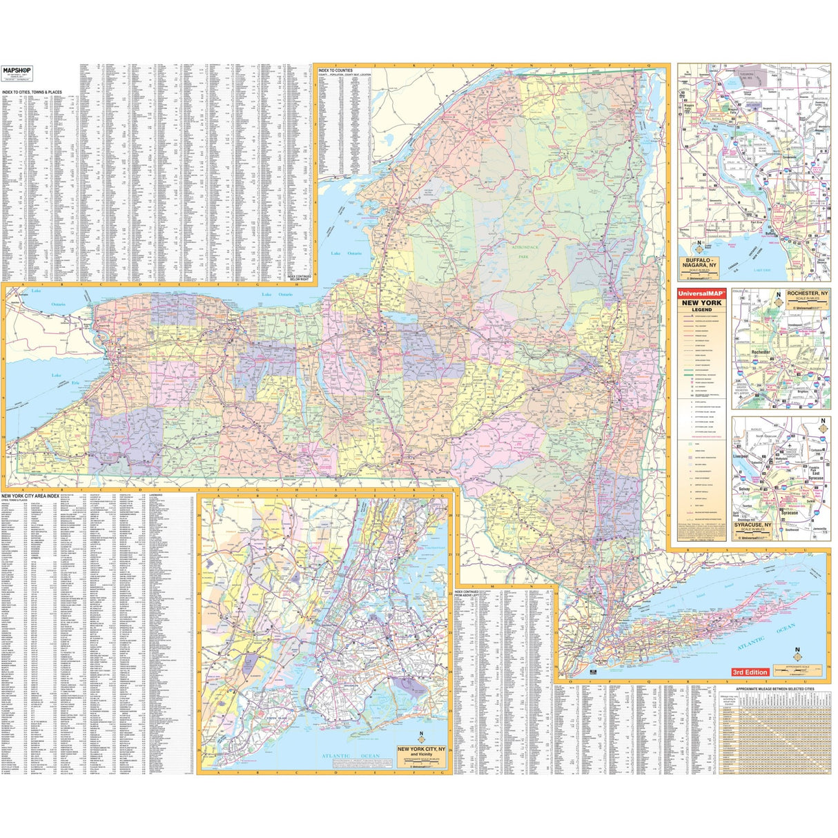 New York State Wall Map - KA-S-NY-WALL-PAPER - Ultimate Globes