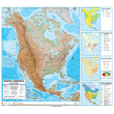 North America Advanced Physical Wall Map - Ultimate Globes - POD - KA - NAM - ADV - PHY - 46X42 - PAPER - Ultimate Globes