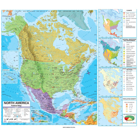 North America Advanced Political Wall Map - Ultimate Globes - POD - KA - NAM - ADV - POL - 48X42 - PAPER - Ultimate Globes