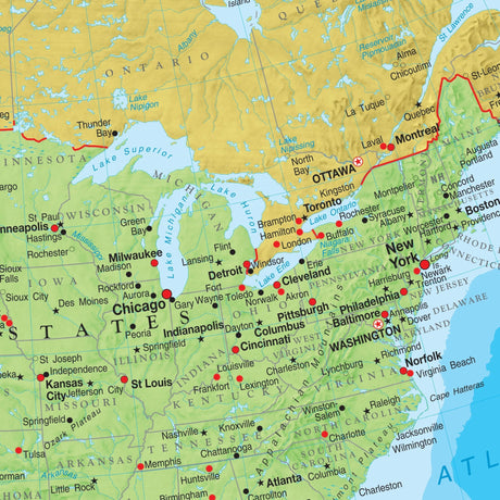 North America Advanced Political Wall Map - Ultimate Globes - POD - KA - NAM - ADV - POL - 48X42 - PAPER - Ultimate Globes