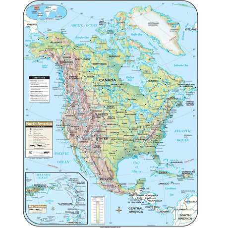 North America Shaded Relief Wall Map - KA-NAM-SHR-28X38-PAPER - Ultimate Globes