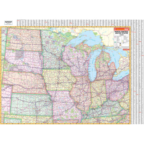 North Central United States Regional Wall Map - Ultimate Globes - POD - KA - R - US - NORTHCENTRAL - PAPER - Ultimate Globes